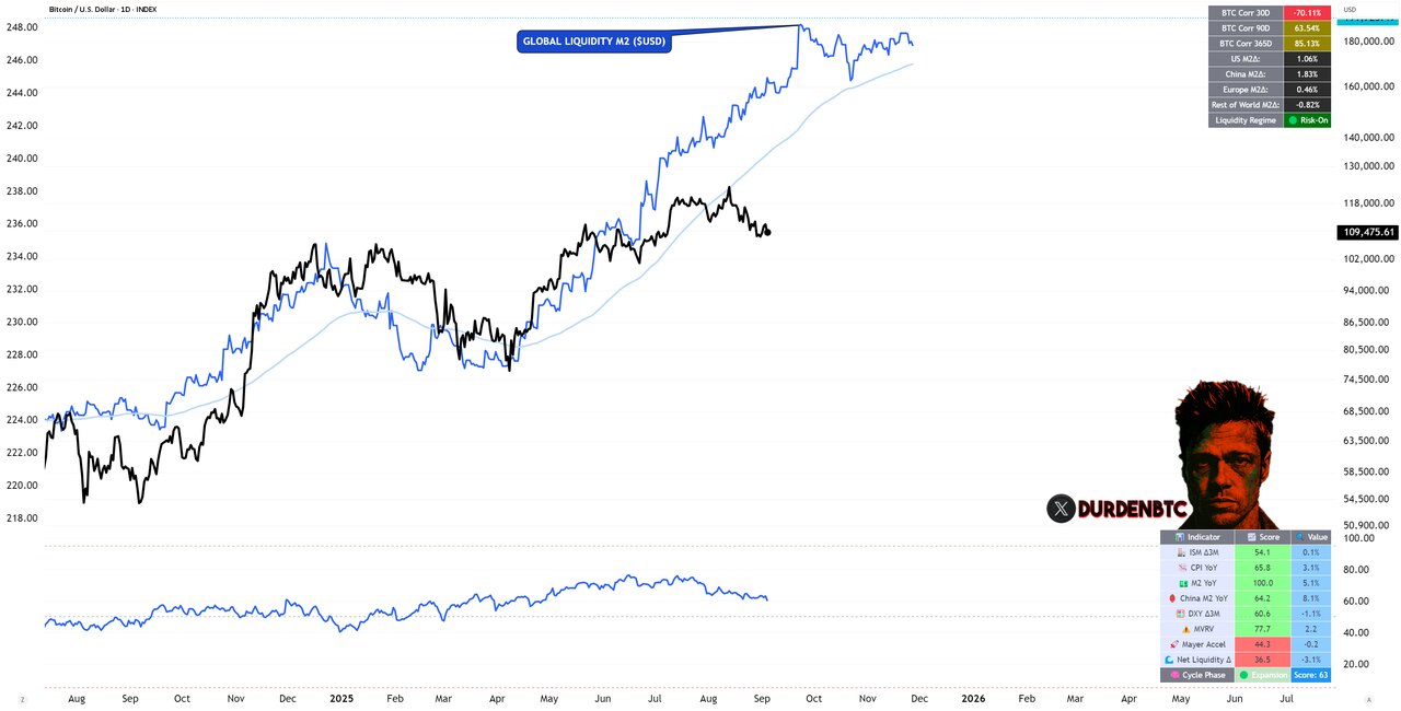 Bitcoin Macro & Liquidity Regime Tracker — DurdenBTC macro score indicator